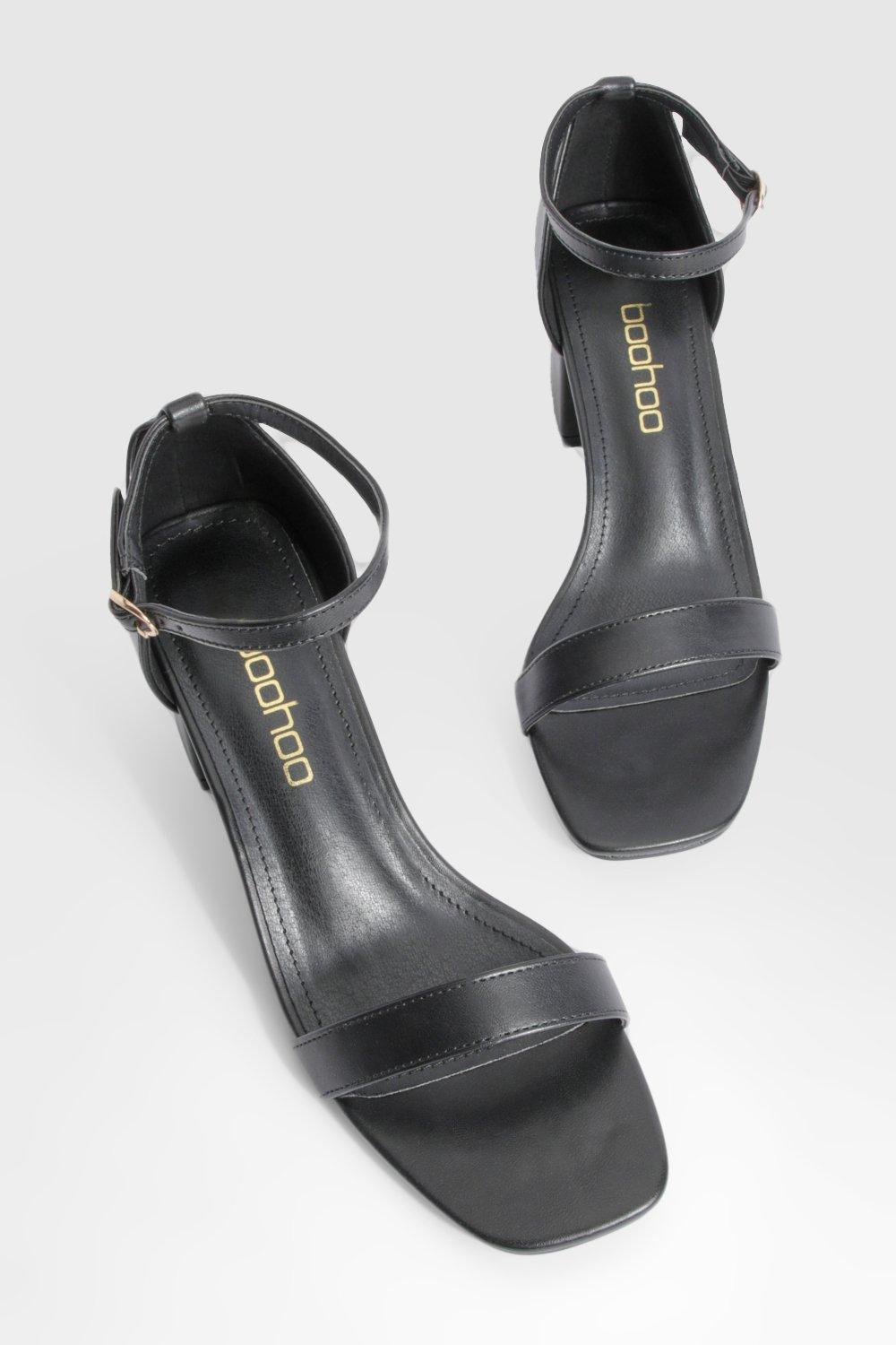 Womens Low Block Barely There Heels - Black - 7