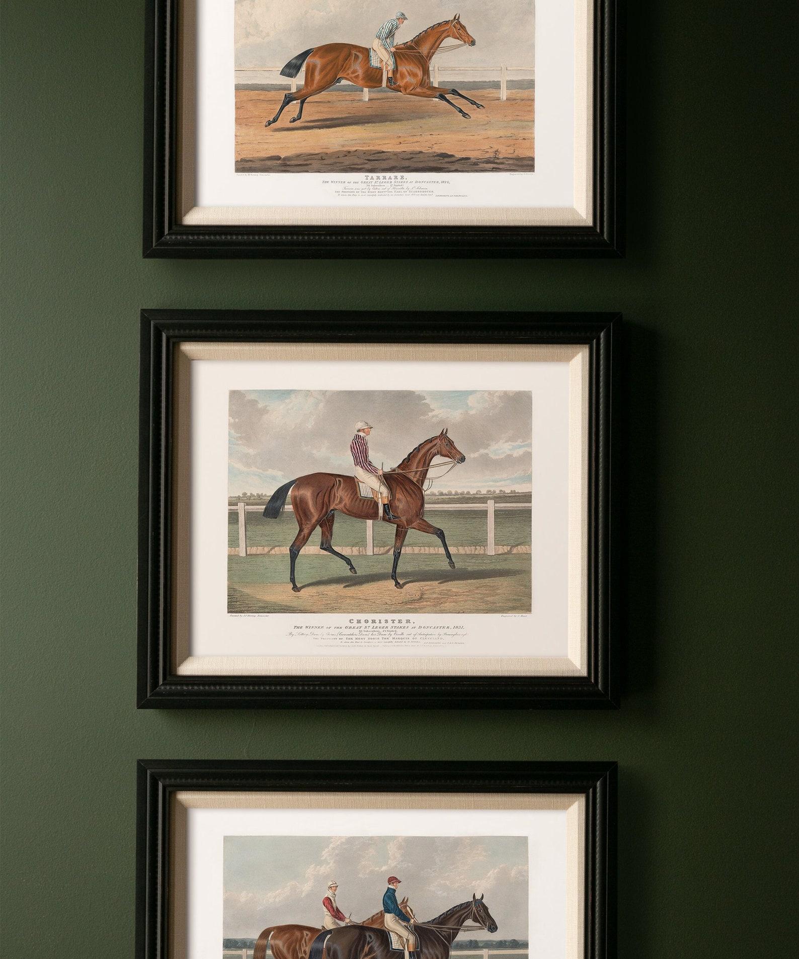 Horse Art | Vintage Racehorse Prints | Equestrian Painting Gallery Wall Set | Prints for Man Cave, Bourbon Room | Grandmillenial Home Decor
