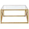 Calix 32 in. Brass Finish Square Glass Coffee Table
