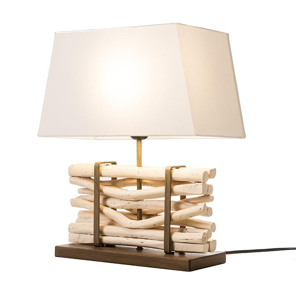 Modern Home Driftwood Stack Nautical Natural Wood Table Lamp (White Shade)