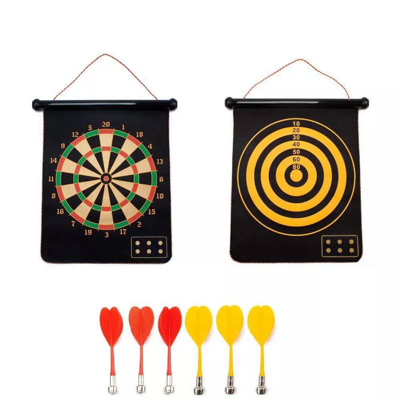 GSE Double-Sided Magnetic Wall-Mounted Target & Bull Eye Dart Board Game Set with 6 Safety Darts