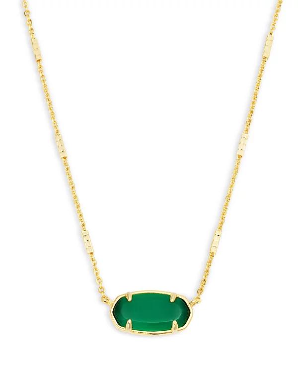 Elisa Stone Adjustable Pendant Necklace in 14K Gold Plated, 19"