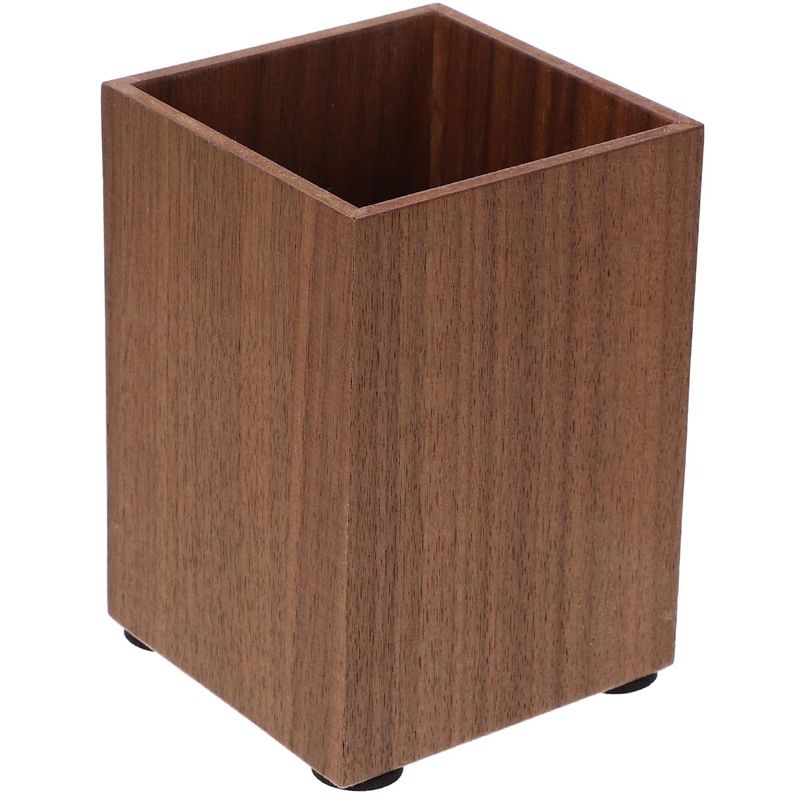 WynBing Desk Pen Holder Wooden Pen Organizer Multi-use Stationery Container Tabletop Wood Pencil Holder