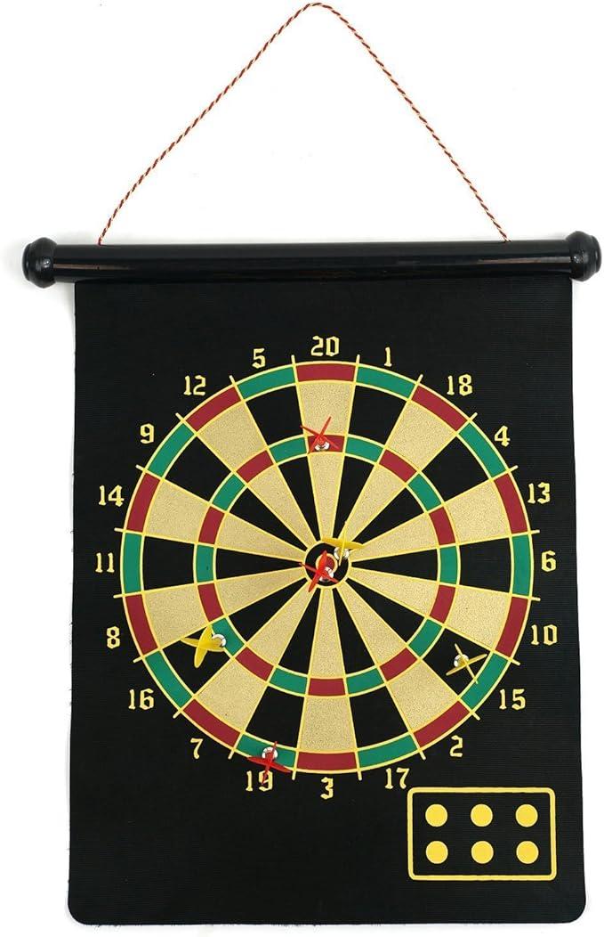 Magnetic Dart Board - Hanging Reversible Convenient Roll-Up Storage Dartboard