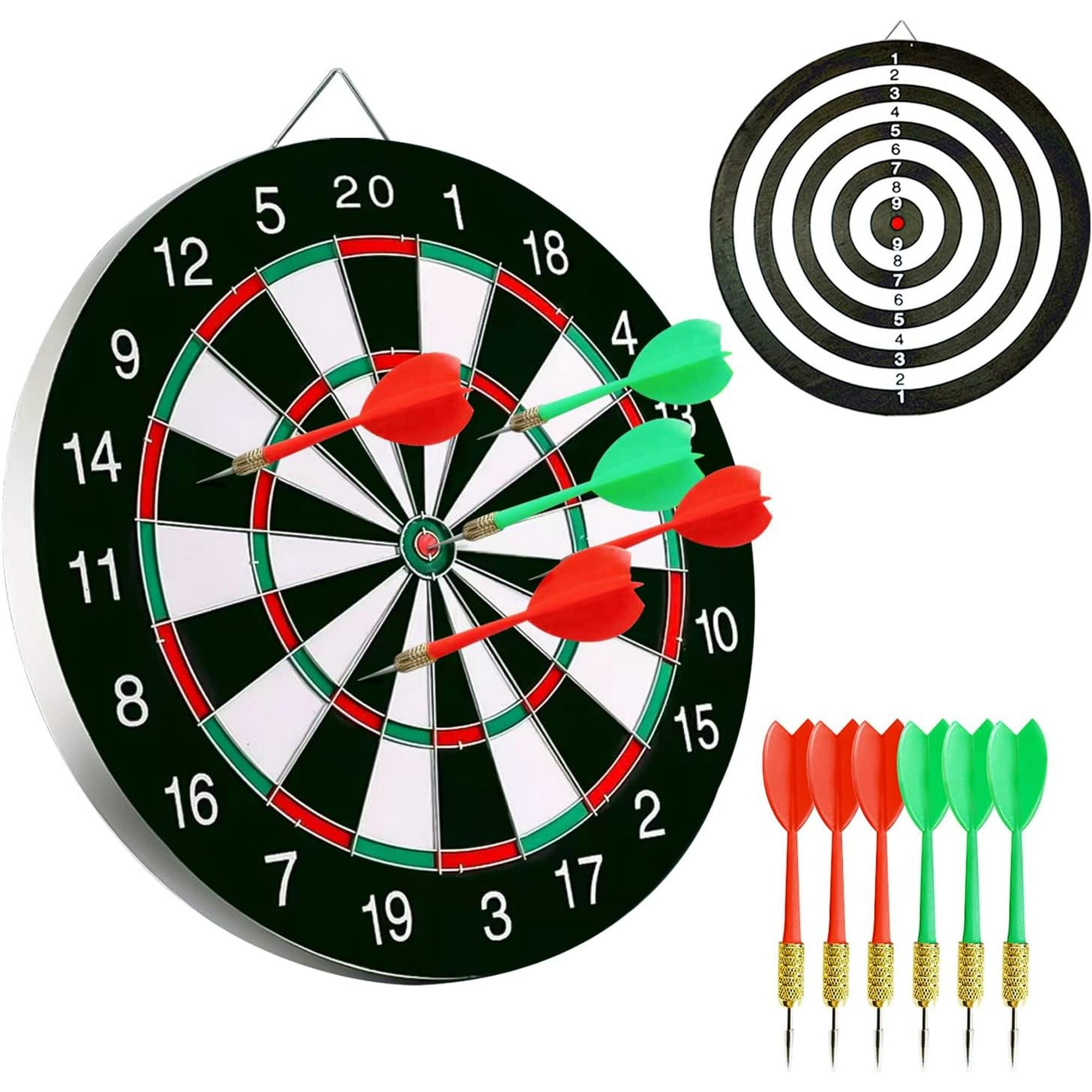 17'' Dart Board, Dartboard Set, Sports, Game, Sisal Bristle w/ 6 Steel-tip Darts