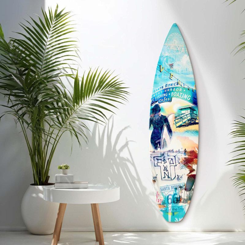 Beachcrest Home™ Dogtown Collage Surfboard Plaque Wall Sign 15" x 59.625"