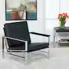 Atlas Black Accent Chair Mid Century in Blended Leather and Metal Frame