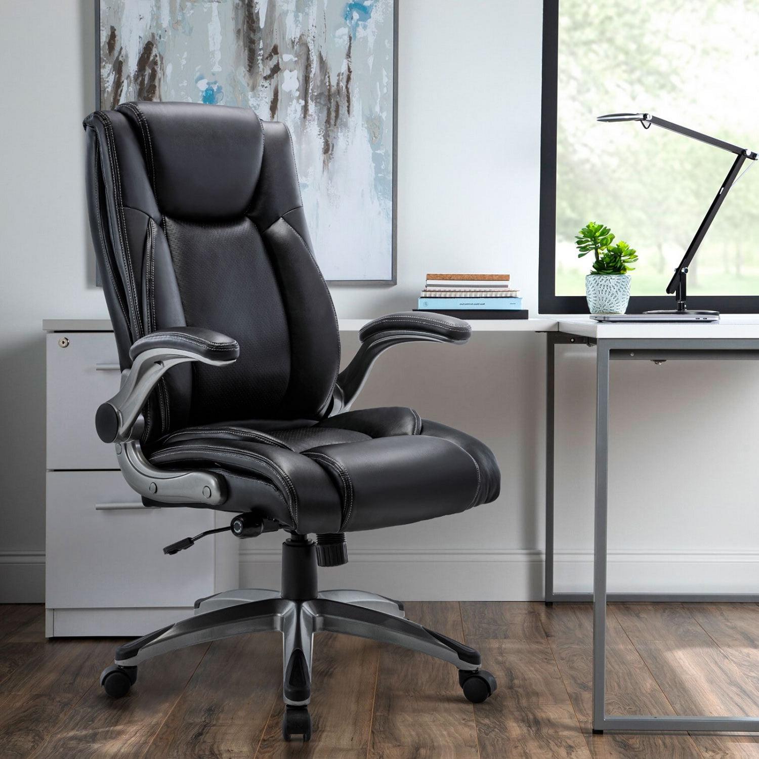 COLAMY High Ergonomic Executive Office Computer Chair with Padded Flip-up Arms and Silent wheels for Adults