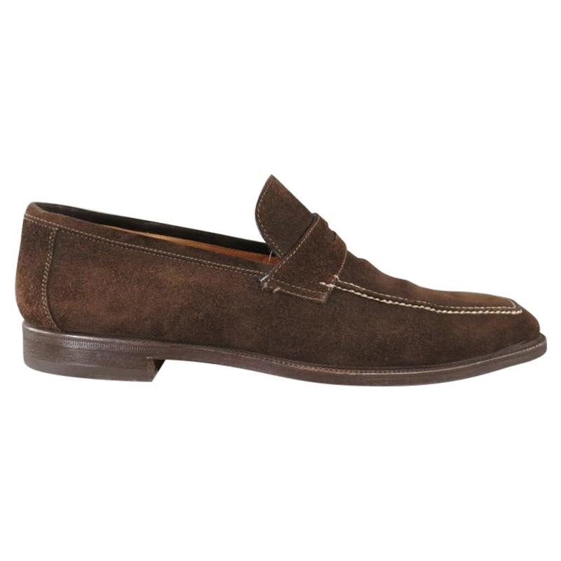 Brown Suede Penny Loafers