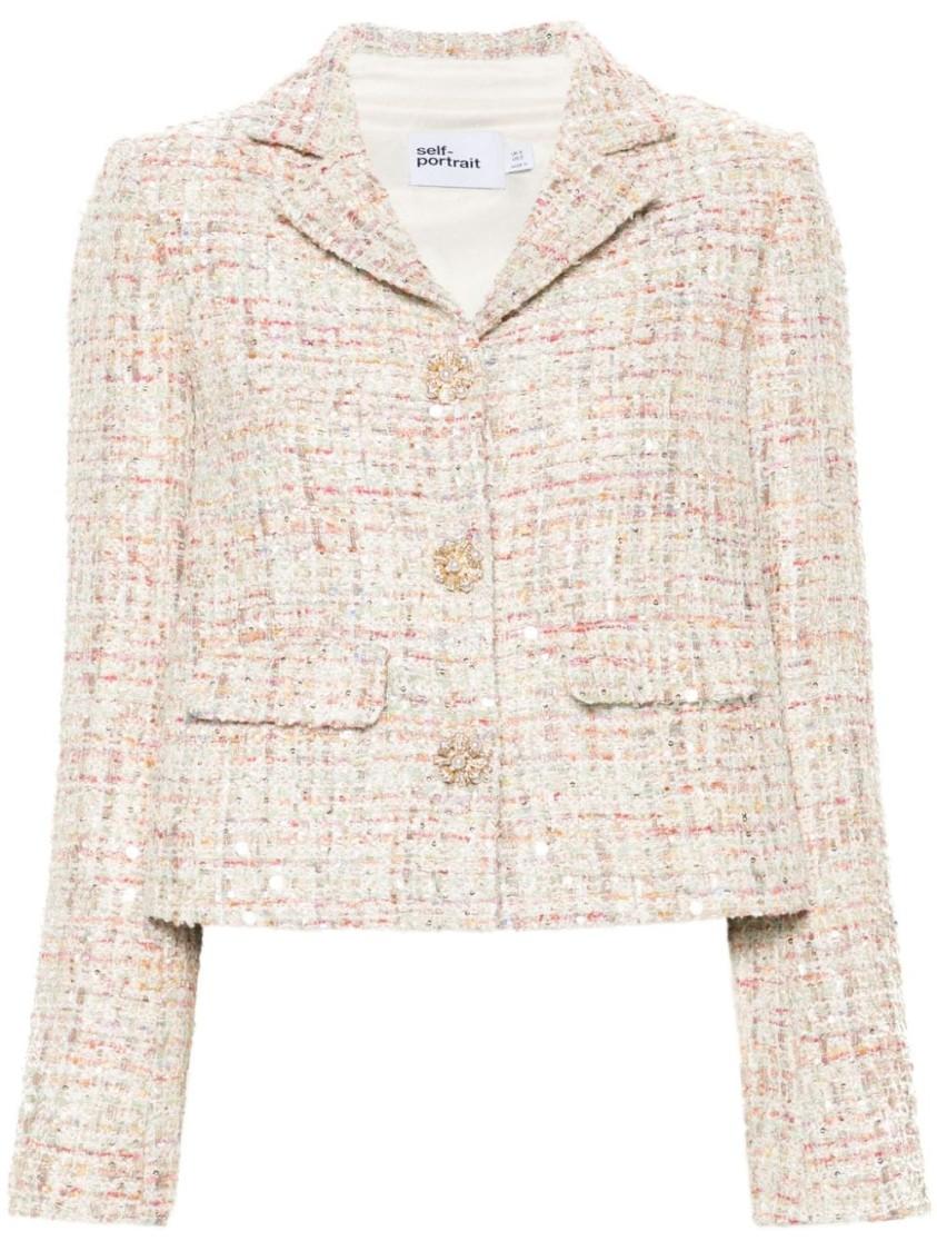 Self-Portrait Sequin-Embellished Tweed Jacket