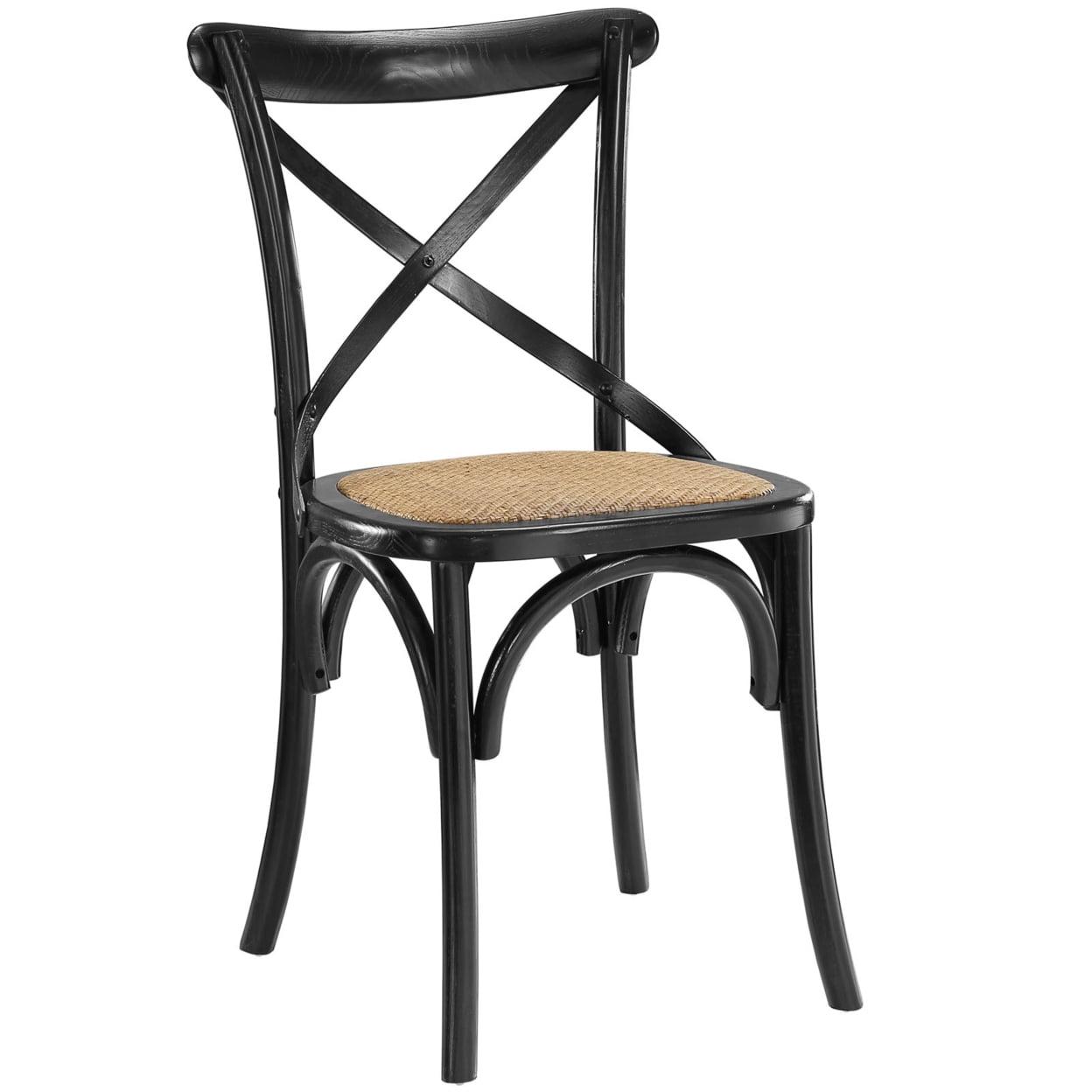 Modway Gear 17.5" Modern Wood Dining Side Chair in Black Finish