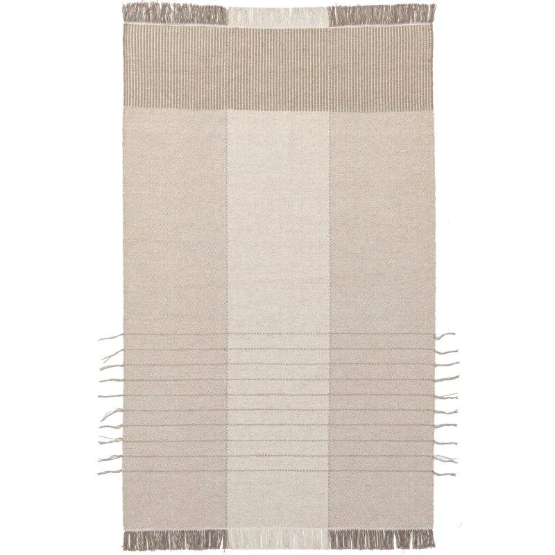 Belinda Casual Stripe Wool Tassel Area Rug