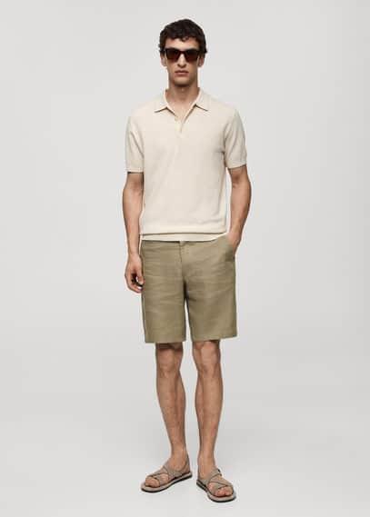 Short-sleeve knitted polo shirt